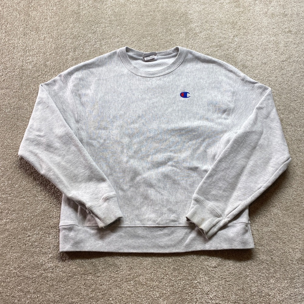 Champion Reverse Weave Crewneck Sweatshirt Mens Medium Light Gray